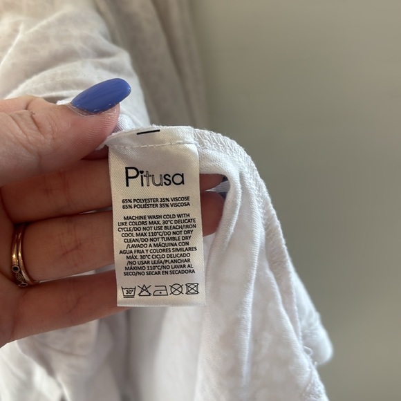 Revolve Pitusa White Cover up Dress with‎ Pink Crochet Accents Standard Size - Picture 4 of 6